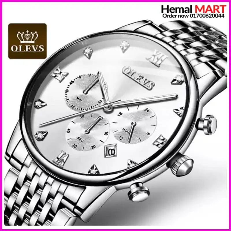 Olevs Watch Men Fashion Sports Quartz Full Steel Gold Business Mens Watches