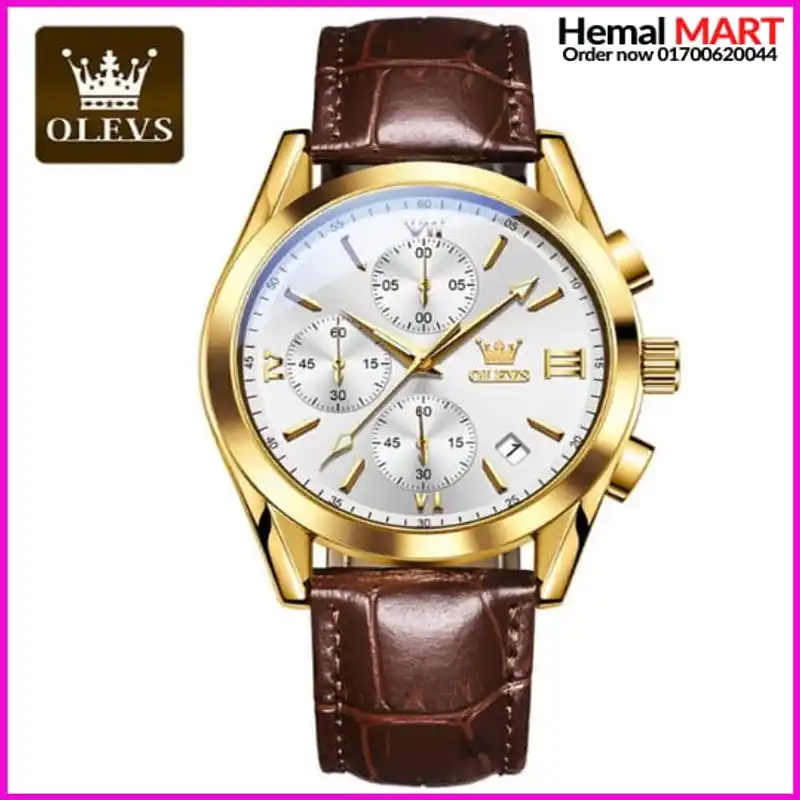 Olevs Watch Men Fashion Sports Quartz Full Steel Gold Business Mens Watches - Image 1