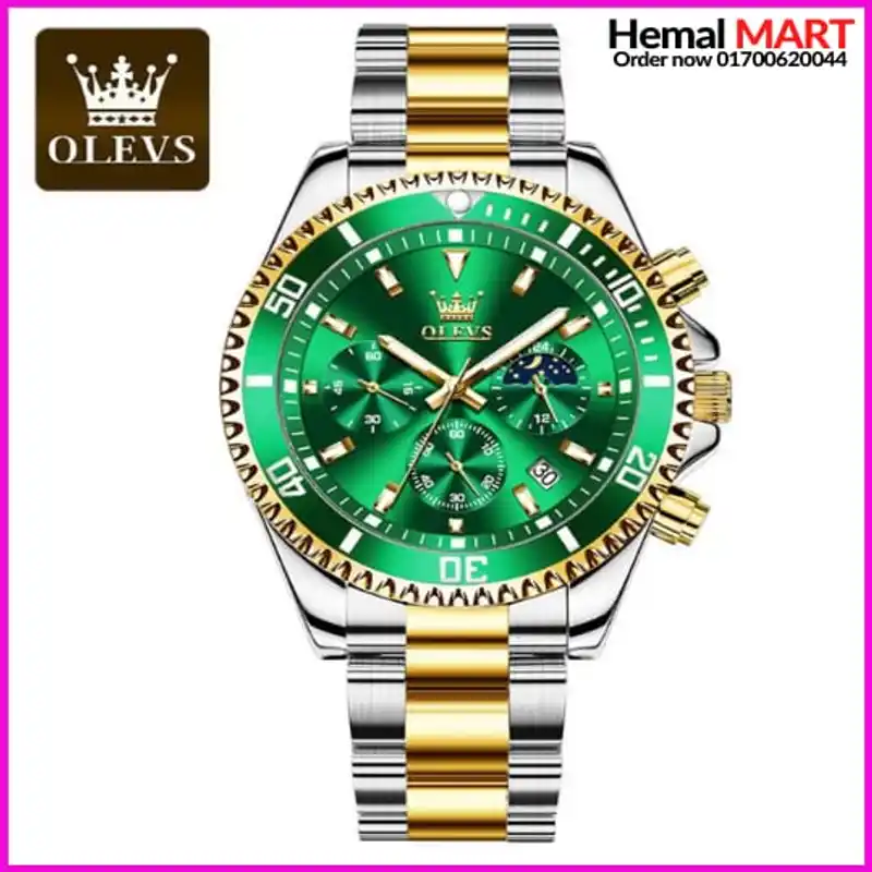 Olevs Watch Men Fashion Sports Quartz Full Steel Gold Business Mens Watches