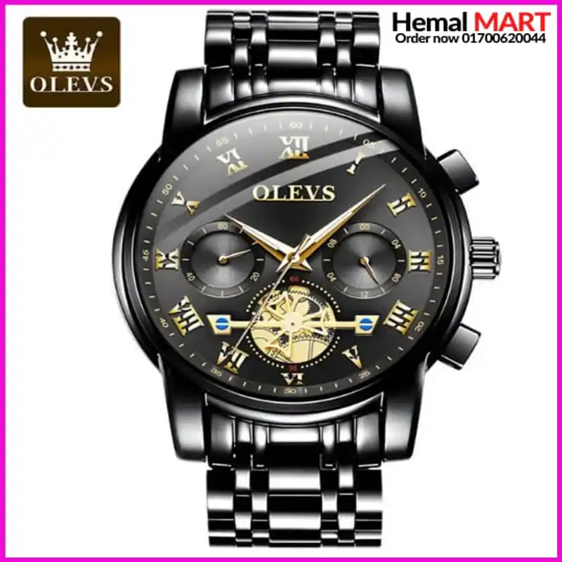 Olevs Watch Men Fashion Sports Quartz Full Steel Gold Business Mens Watches - Image 3