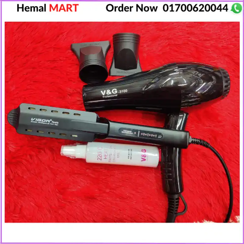 Vigor Hair Straightener & V&G Hair Dryer/serum combo