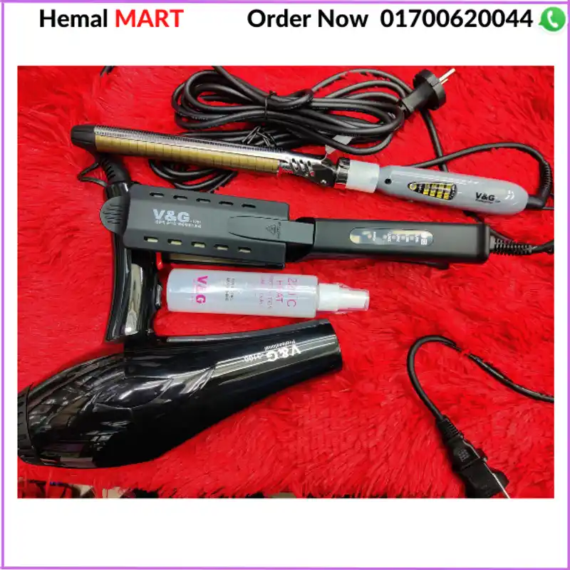 HAIR STRAIGHTENER,HAIR CURLER, HAIR DRYER & HAIR CRIMPE COMBO