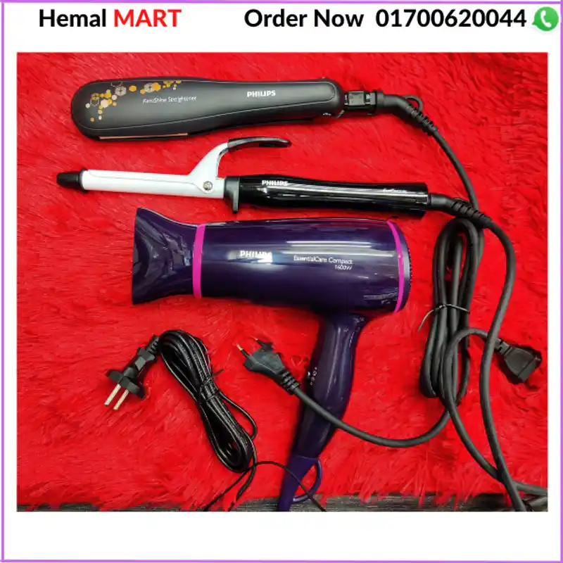 সেরা কম্বো এটি ।philips keraShine straightener,philips curler,Philips Hair Dryer একসাথে কম্বো কিনুন।