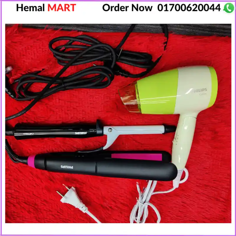 philips straightener,philips curler,Philips Hair Dryer একসাথে কম্বো কিনুন।