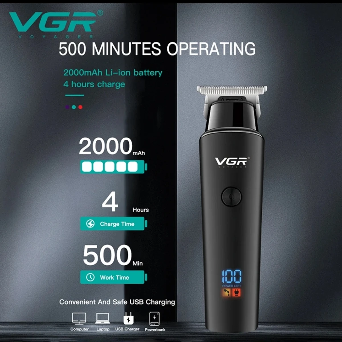 VGR V937 Professional Rechargeable Hair Trimmer - Image 3