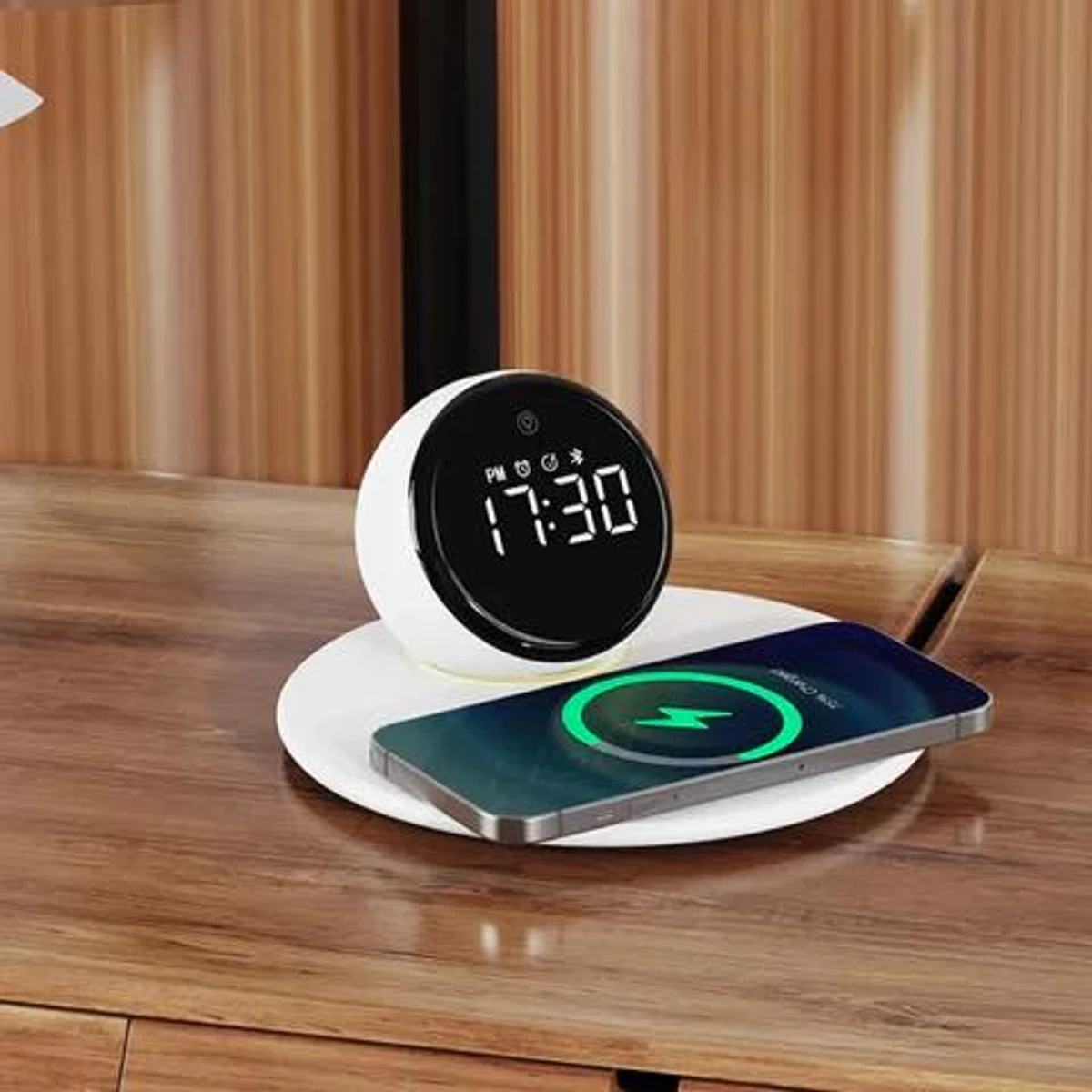 WiWU 5 in1 Wireless Charging Clock Bluetooth Speaker Night Light