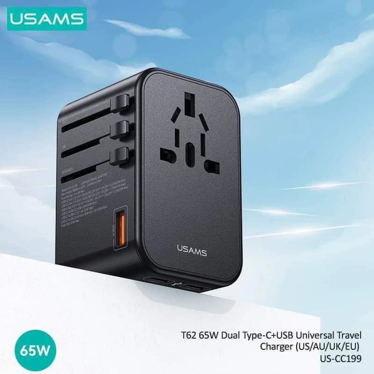 Wall Power Travel Adaptor Multi Plug Universal Travel Adapter Dual Type-C Travel Adapter Usb Portable Charger