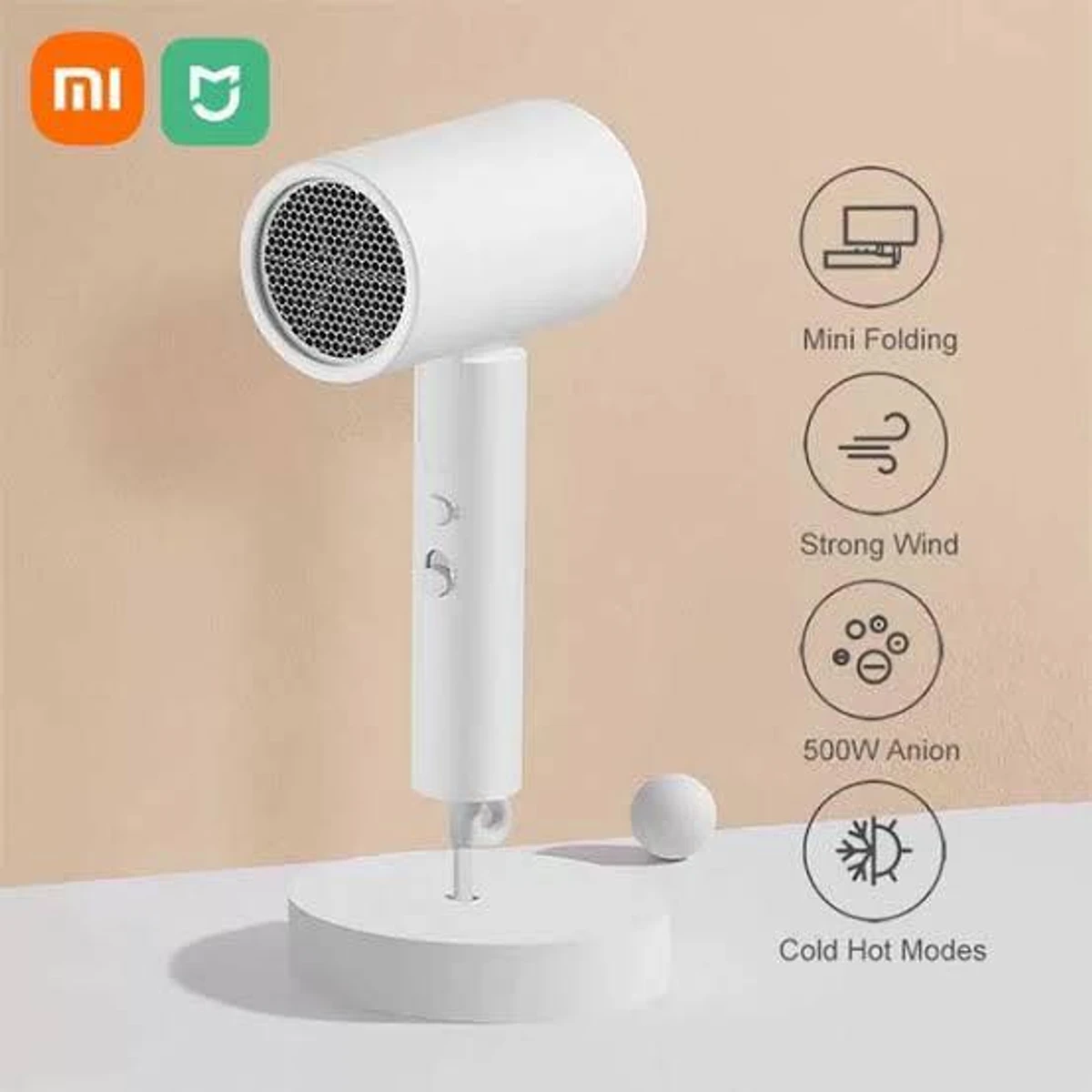 Hot selling Xiaomi Mijia Portable Hair Dryer Foldable H101 Anion Hair Care Professional Hair Dryer 1600W - Image 1