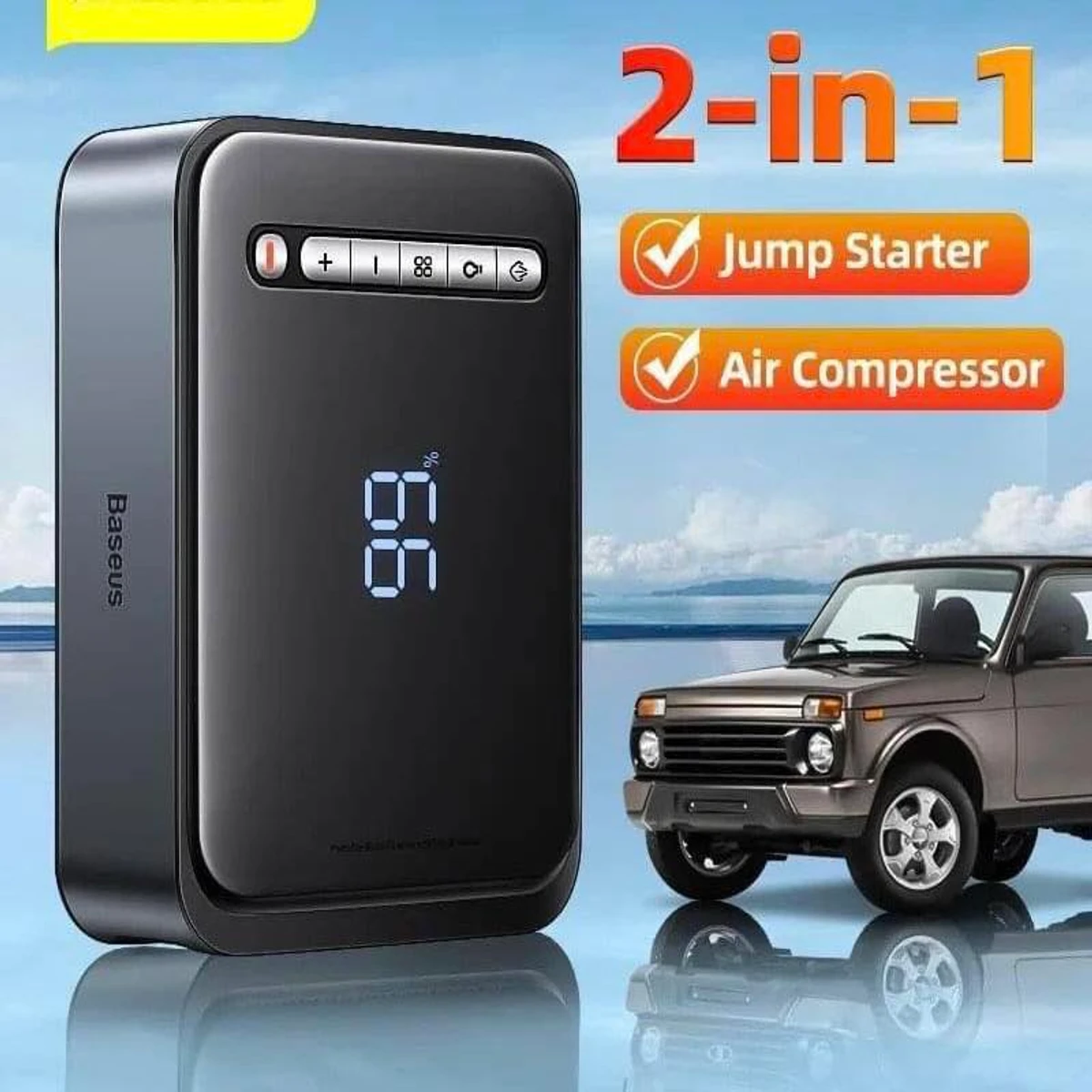 Baseus 1000A 2 In 1 Car Jump Starter Power Bank With Air Compressor Tire Pump Emergency