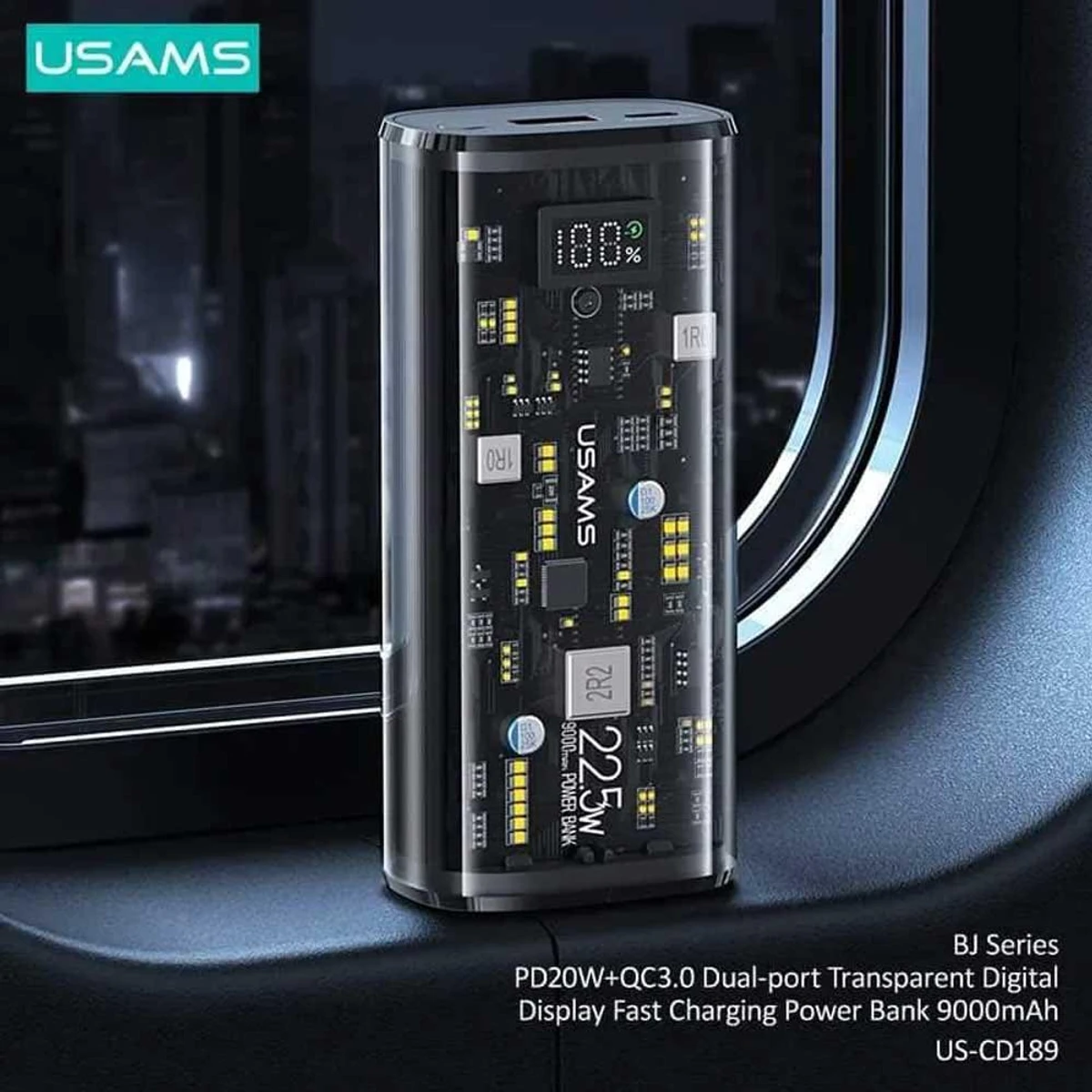 Transparent Digital fast Charging Power Bank