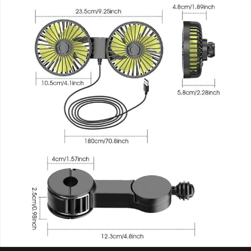USB Powered Double Fan for Car - Image 4