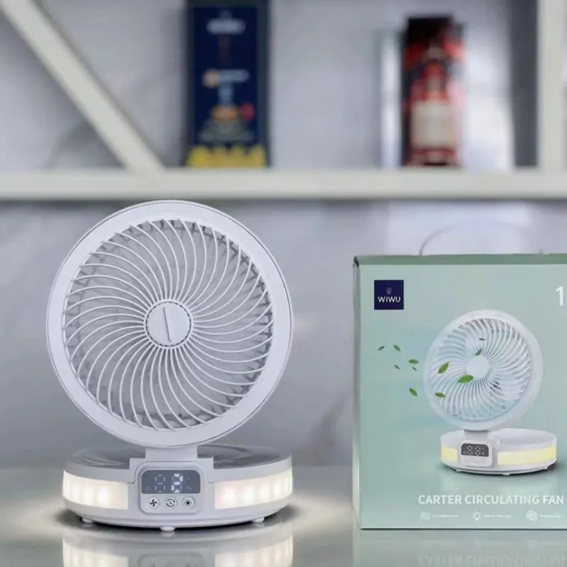 WiWu FS05 Rechargeable fan (4000mAh battery, LED Display Controll Panel)- White Color