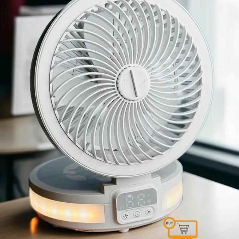 WiWu FS05 Rechargeable fan (4000mAh battery, LED Display Controll Panel)- White Color - Image 4