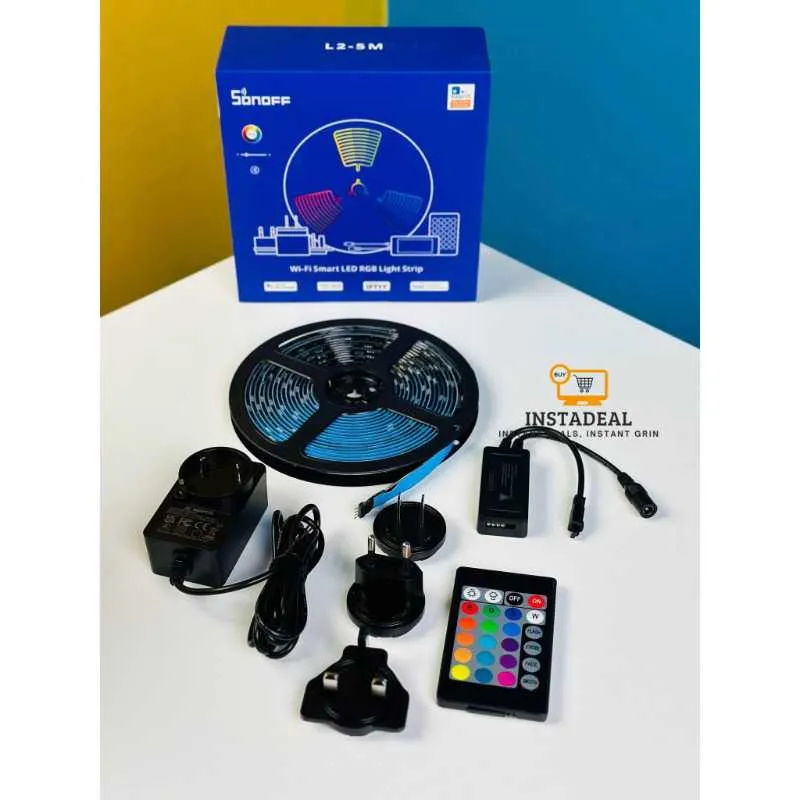 WiFi + Bluetooth RGB LED Strip Light- Work With Alexa, Google Home, Dance With Music (16 Feet, Sonoff L2)