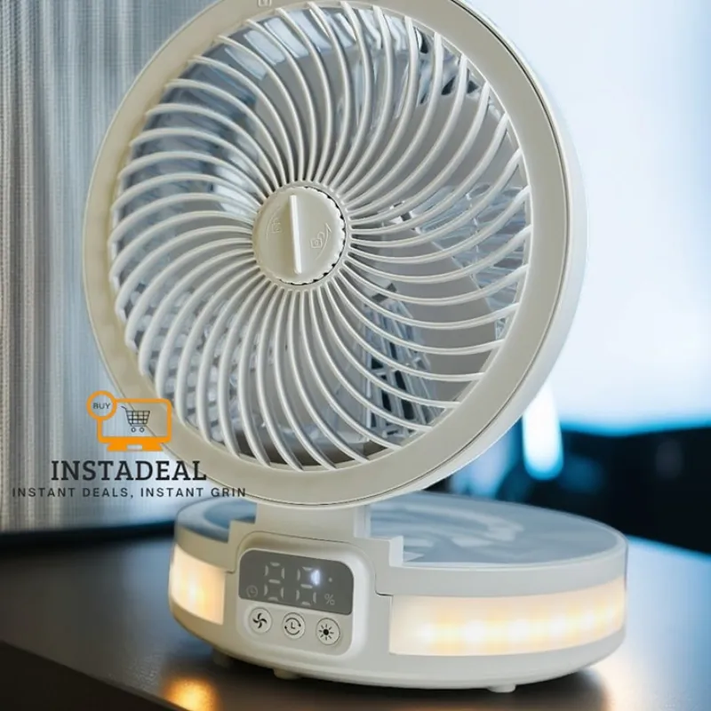 WiWu FS05 Rechargeable fan (4000mAh battery, LED Display Controll Panel)- White Color - Image 4