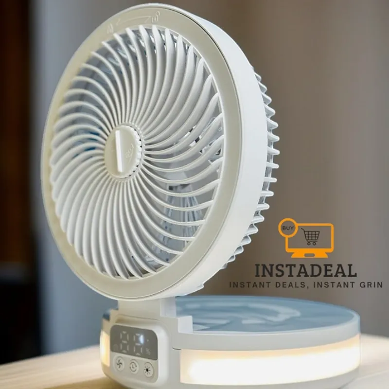 WiWu FS05 Rechargeable fan (4000mAh battery, LED Display Controll Panel)- White Color - Image 6