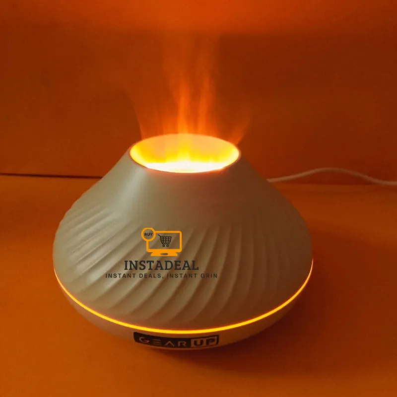 GearUP DQ705 Volcanic Flame Mini Humidifier With Color Night Light- White - Image 3