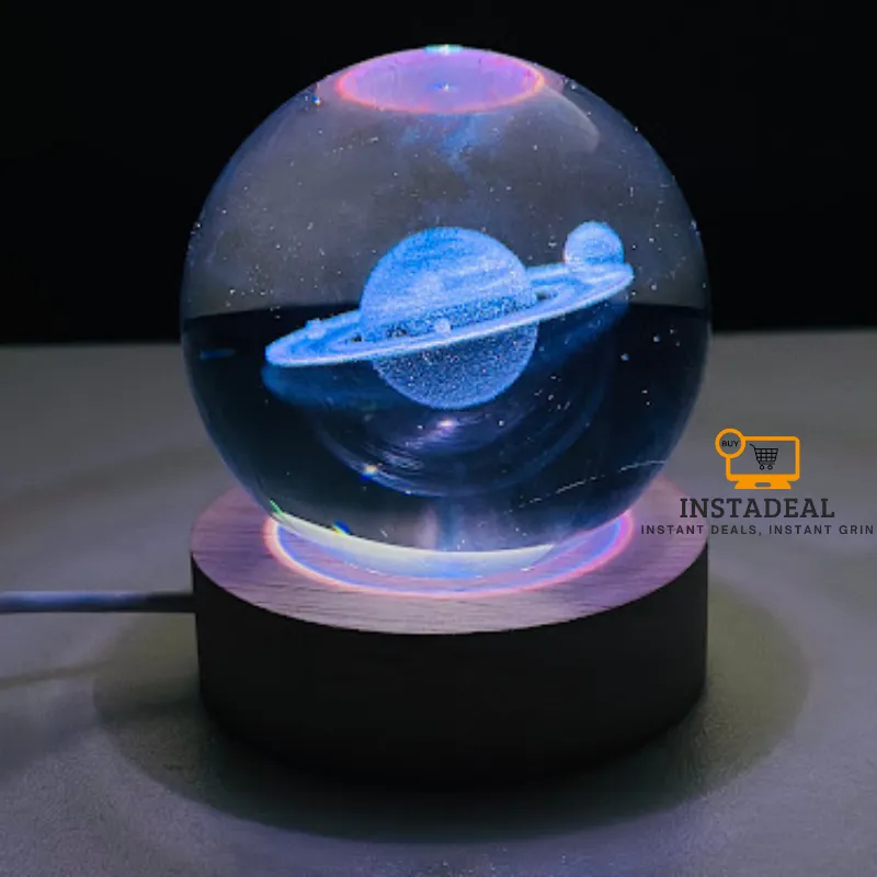 3D Crystal Ball – Saturn (7 Color Base)