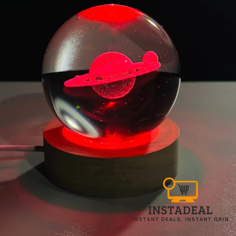 3D Crystal Ball – Saturn (7 Color Base)