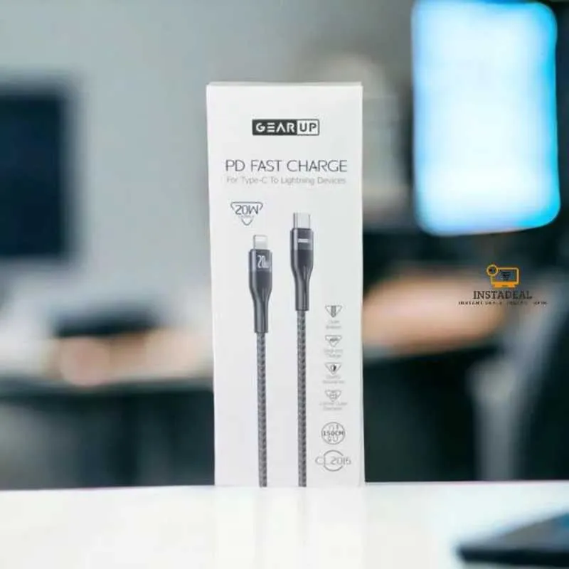 GearUP CL2015 Type-C to LIghtning 20W PD Fast Charging Cable & Data Cable 1.5m