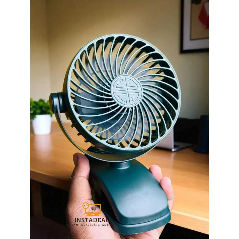 P8 USB Small Handheld Rechargeable Clip Fan – Green Color