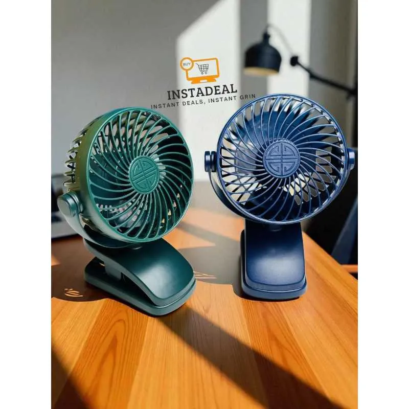 P8 USB Small Handheld Rechargeable Clip Fan – Green Color - Image 4