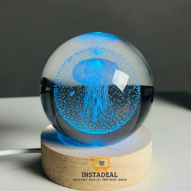 3D Crystal Ball – Jellyfish (7 Color Base)