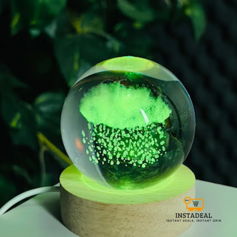 3D Crystal Ball – Rain Cloud (7 Color Base)