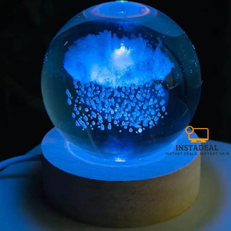 3D Crystal Ball – Rain Cloud (7 Color Base)