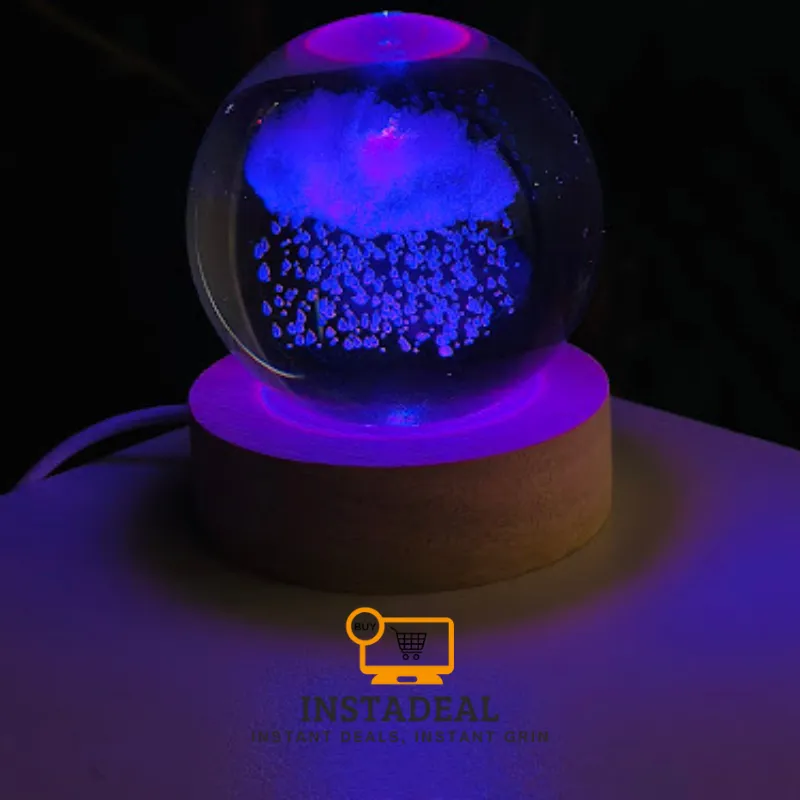 3D Crystal Ball – Rain Cloud (7 Color Base) - Image 4
