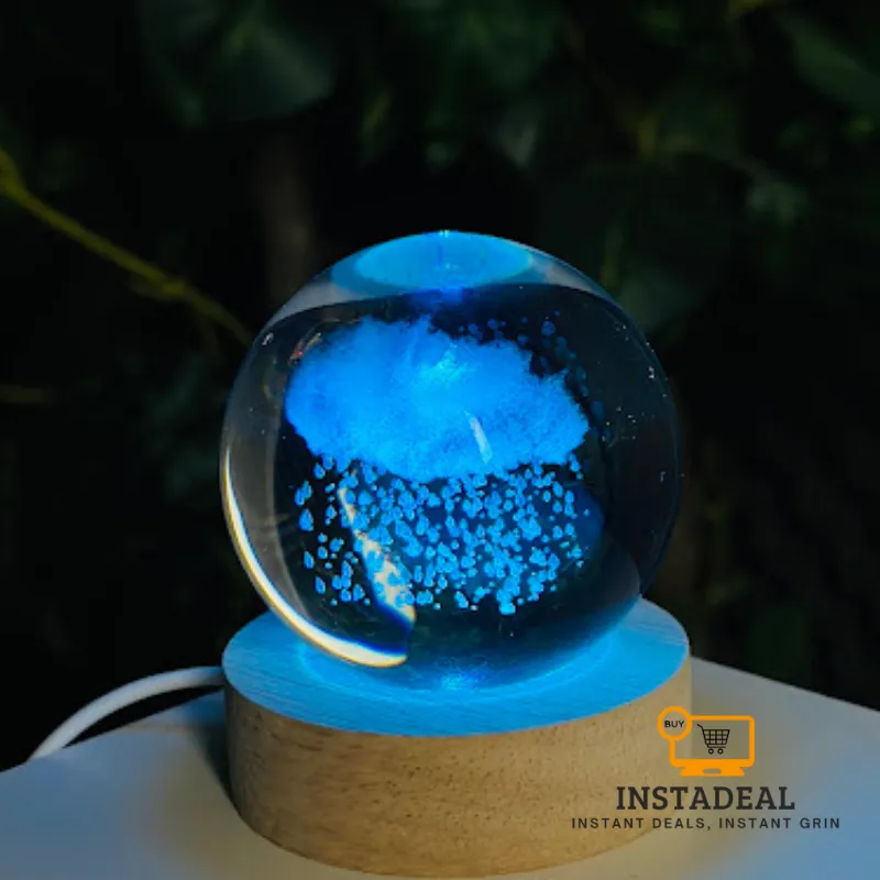 3D Crystal Ball – Rain Cloud (7 Color Base) - Image 5