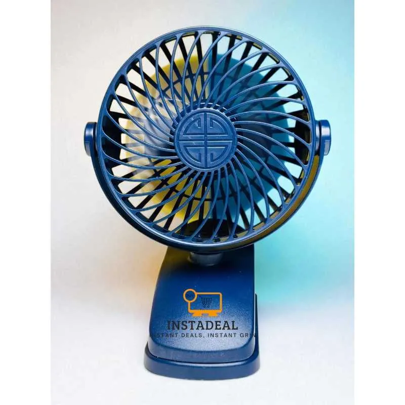 P8 USB Small Handheld Rechargeable Clip Fan – Blue Color
