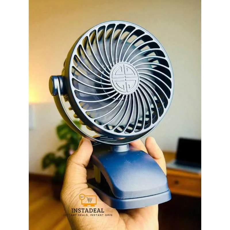 P8 USB Small Handheld Rechargeable Clip Fan – Blue Color - Image 3