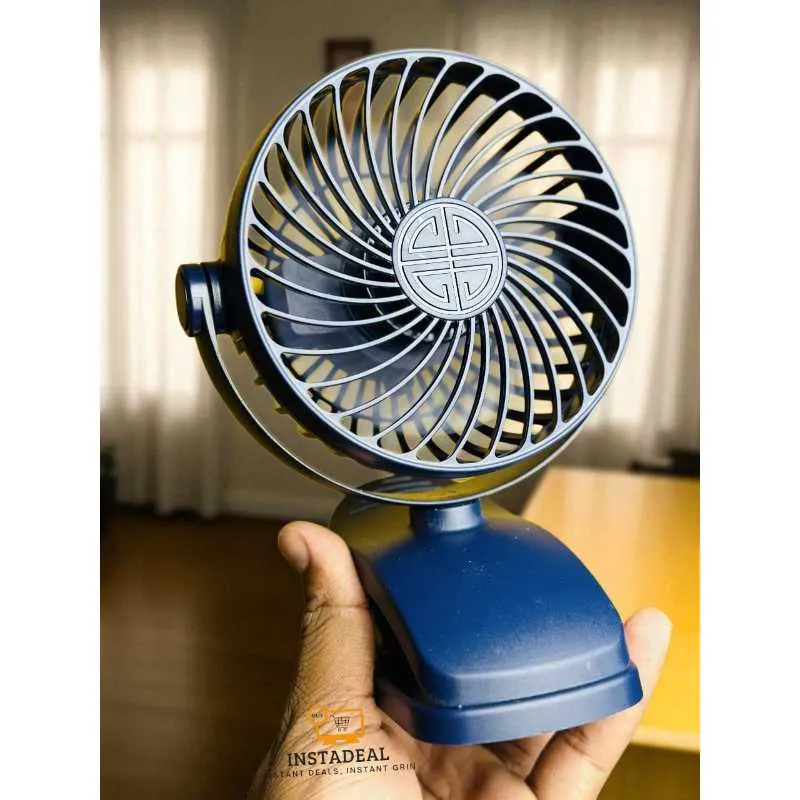 P8 USB Small Handheld Rechargeable Clip Fan – Blue Color - Image 4
