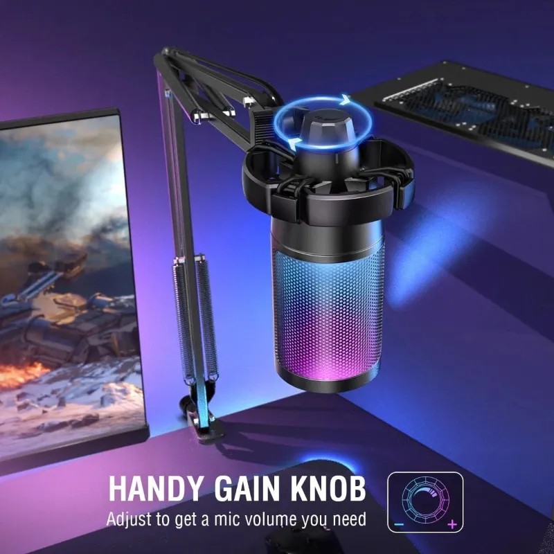 FIFINE AMPLIGAME A6T Gaming PC USB Microphone & Podcast Condenser Mic with Boom Arm Microphone - Image 3