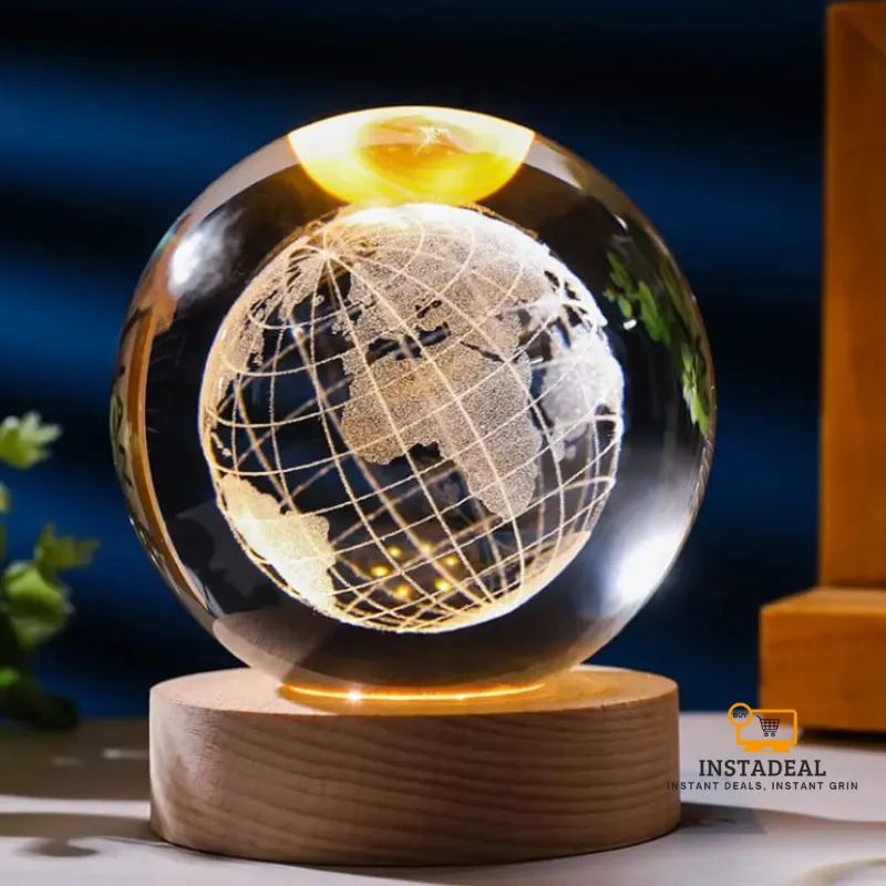 3D Crystal Ball – Globe (7 Color Base)