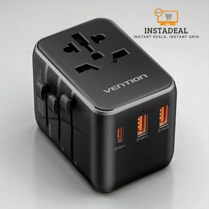 Vention 3-Port USB (C + A + A) 20W Universal Travel Adapter