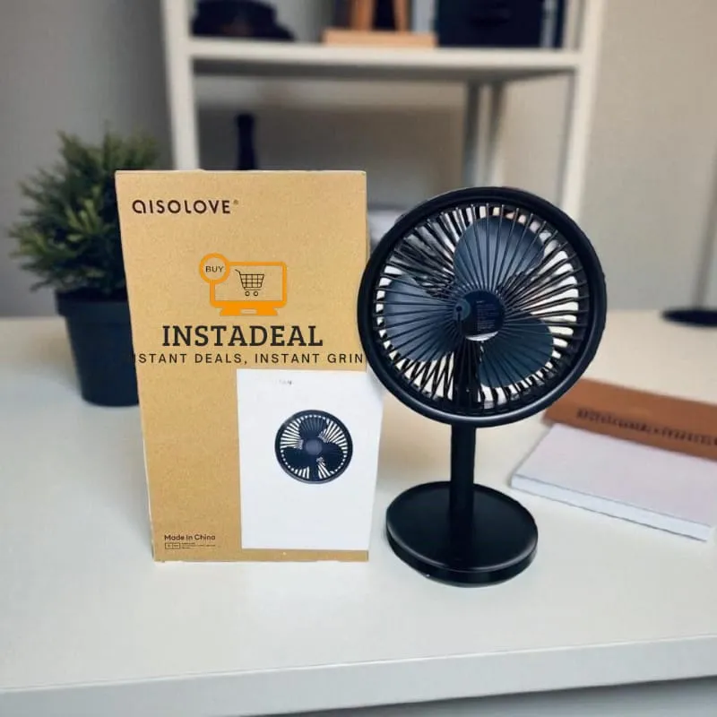 Xiaomi AISOLOVE F5 Pro Rechargeable Fan 4000mAh with Swing & Extendable- Black Color - Image 4