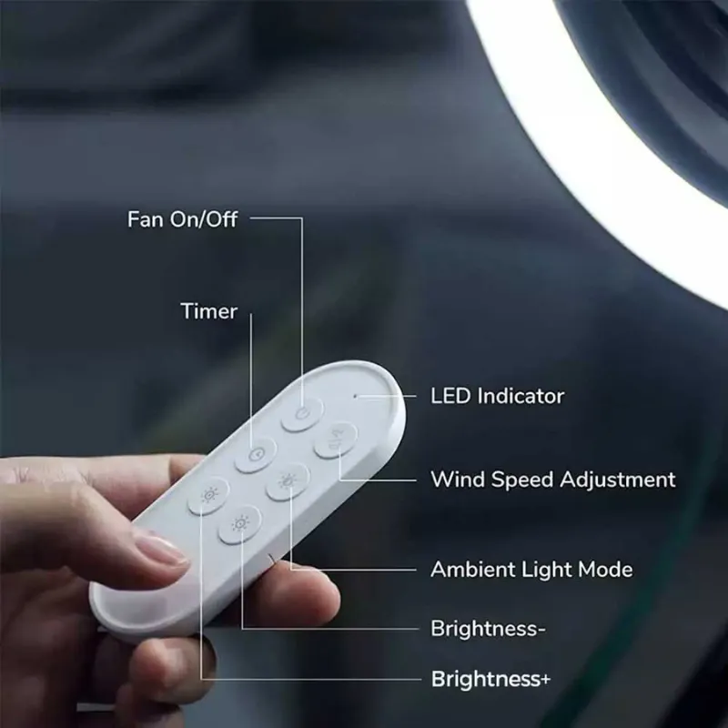 JISULIFE FA17 Rechargeable Fan with LED Ceiling Fan with Long Tripod Stand- White Color