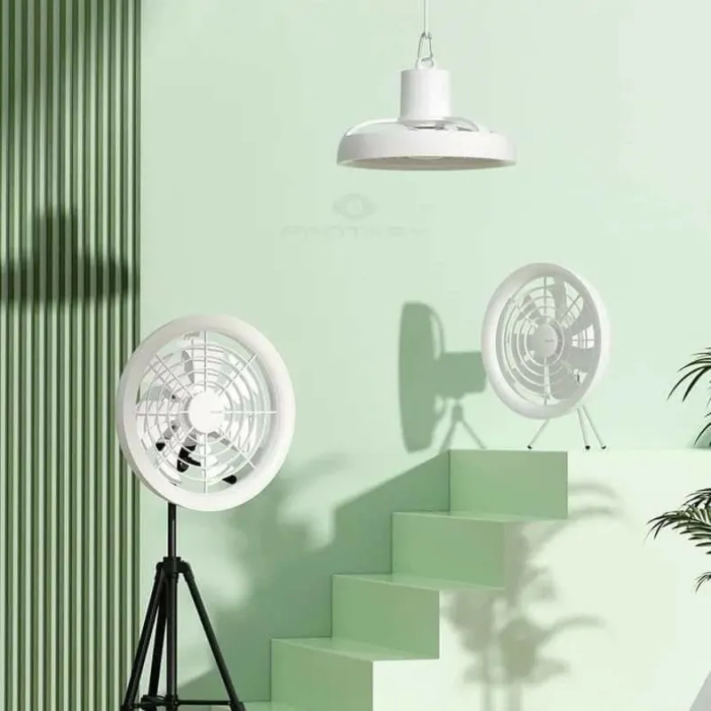 JISULIFE FA17 Rechargeable Fan with LED Ceiling Fan with Long Tripod Stand- White Color - Image 8
