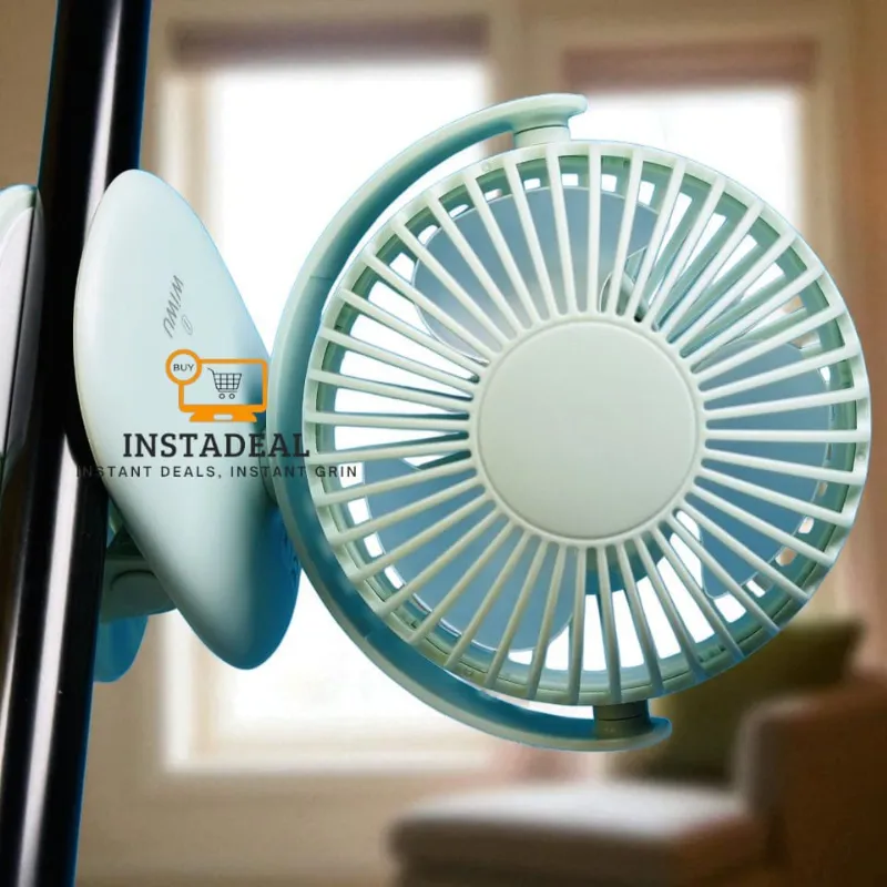 NEW!! mini Clip Fan 360 Degree Rotation Rechargeable Fan (WiWu FS03)- Light Green Color - Image 4