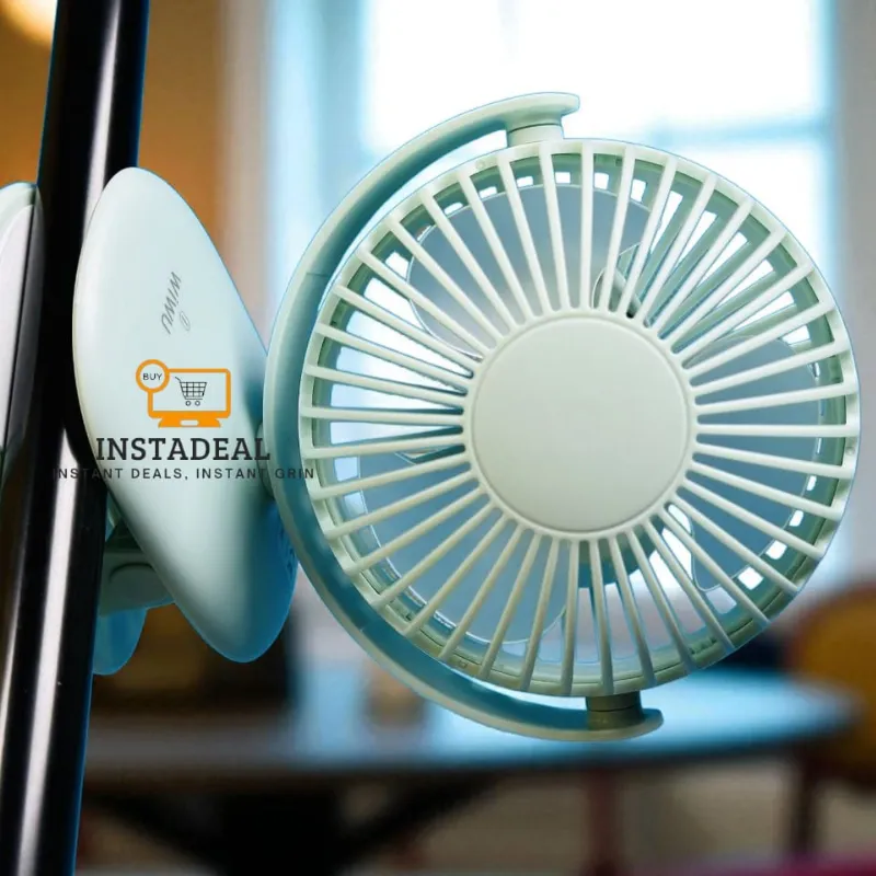 NEW!! mini Clip Fan 360 Degree Rotation Rechargeable Fan (WiWu FS03)- Light Green Color - Image 6