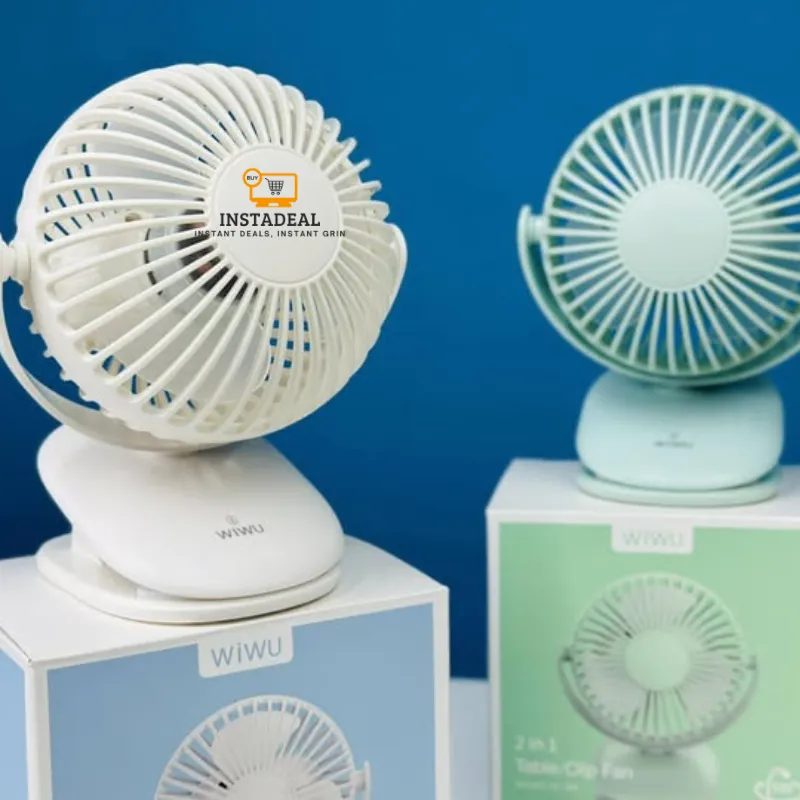 NEW!! mini Clip Fan 360 Degree Rotation Rechargeable Fan (WiWu FS03)- Light Green Color - Image 7