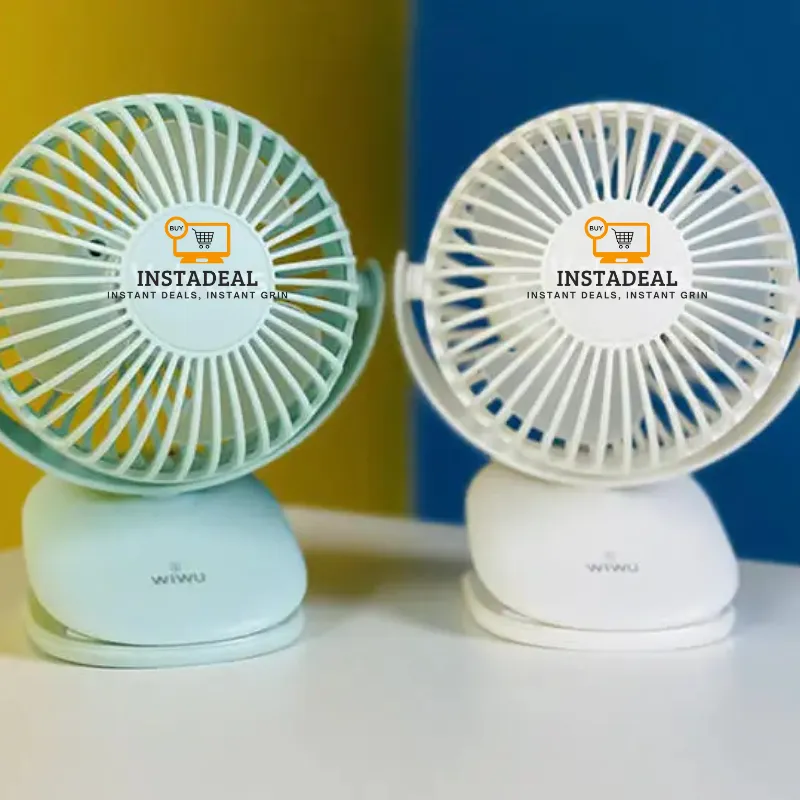 NEW!! mini Clip Fan 360 Degree Rotation Rechargeable Fan (WiWu FS03)- Light Green Color - Image 8