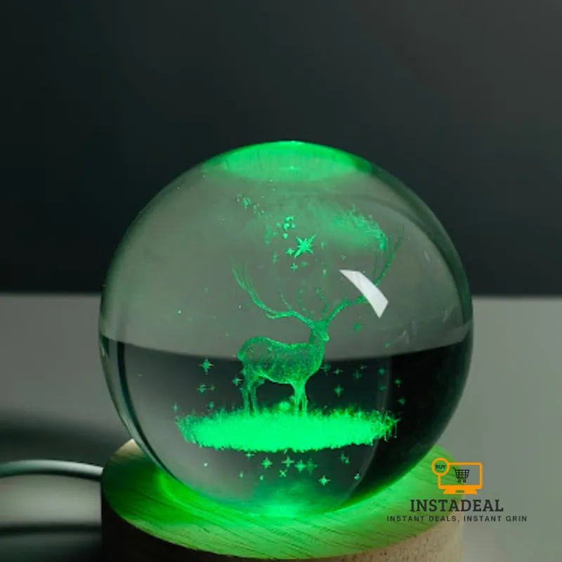 3D Crystal Ball – Deer (7 Color Base)