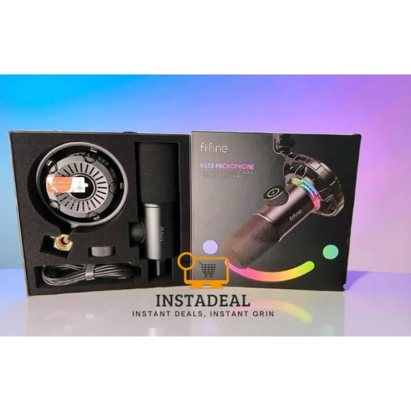 FIFINE K658 USB Dynamic Cardioid Podcast Microphone With A Live Monitoring, Gain Control, Mute Button