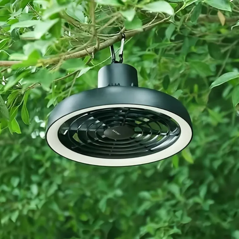 JISULIFE FA17 Rechargeable Fan with LED Light and Table Tripod- Black Color - Image 4