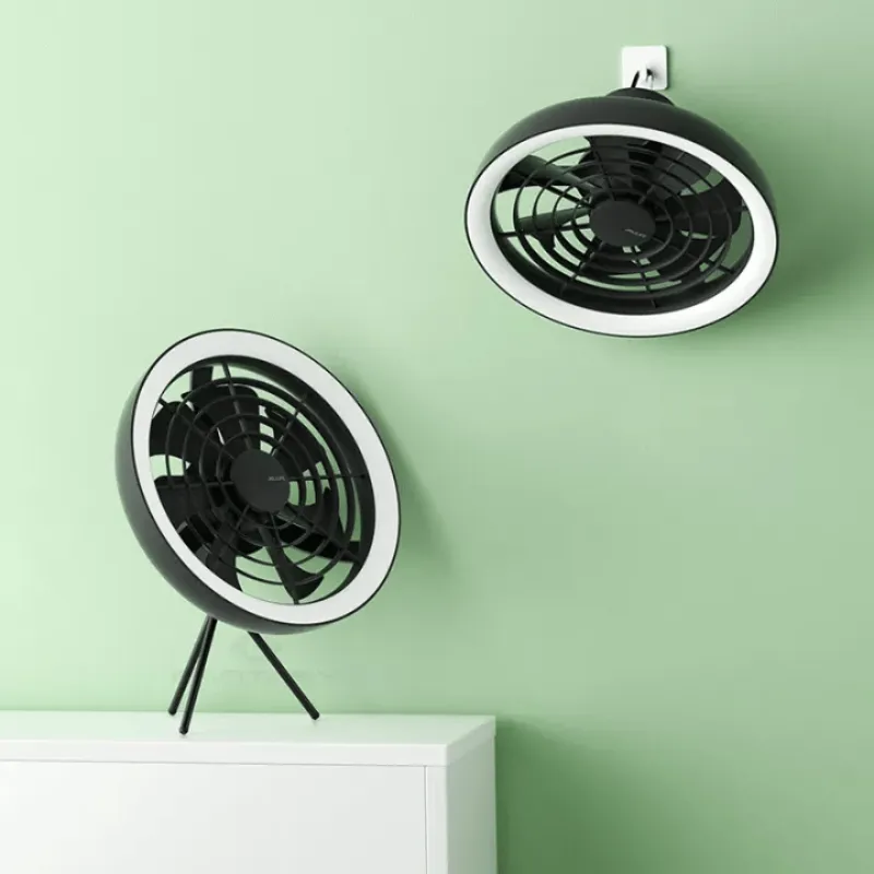 JISULIFE FA17 Rechargeable Fan with LED Light and Table Tripod- Black Color - Image 6