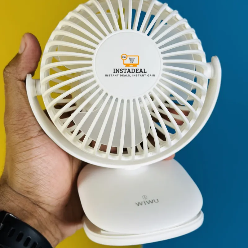NEW!! mini Clip Fan 360 Degree Rotation Rechargeable Fan (WiWu FS03)- White Color