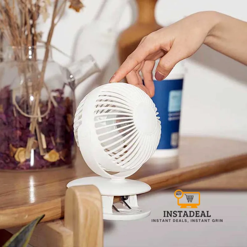 NEW!! mini Clip Fan 360 Degree Rotation Rechargeable Fan (WiWu FS03)- White Color - Image 3